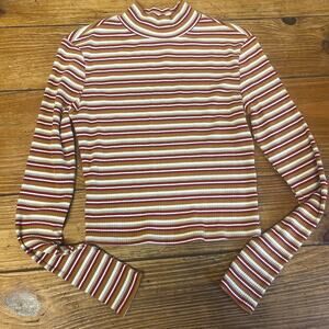 Arizona Jean Co Striped Ribbed Top Womens L Y2K Retro Grunge Indie